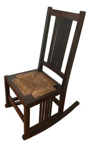 Antique Gustav Stickley Spindle Rocking Chair Circa 1905