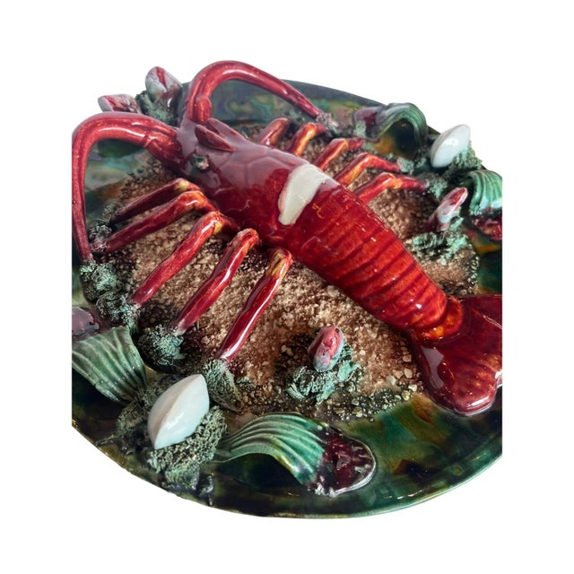 French Majolica Palissy Ware Lobster Charger For Sale In Dallas - Image 6 of 7