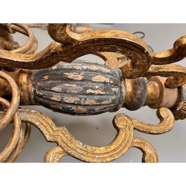 Brown 8-Light Carved Wood Chandelier For Sale - Image 8 of 10