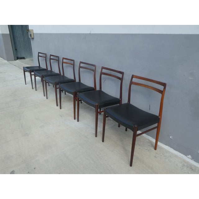 Mid-Century Modern Scandinavian Norwegian Alf Aarseth Gustav Bahus & Eft Rosewood Dining Chairs - Set of 6 For Sale - Image 3 of 12