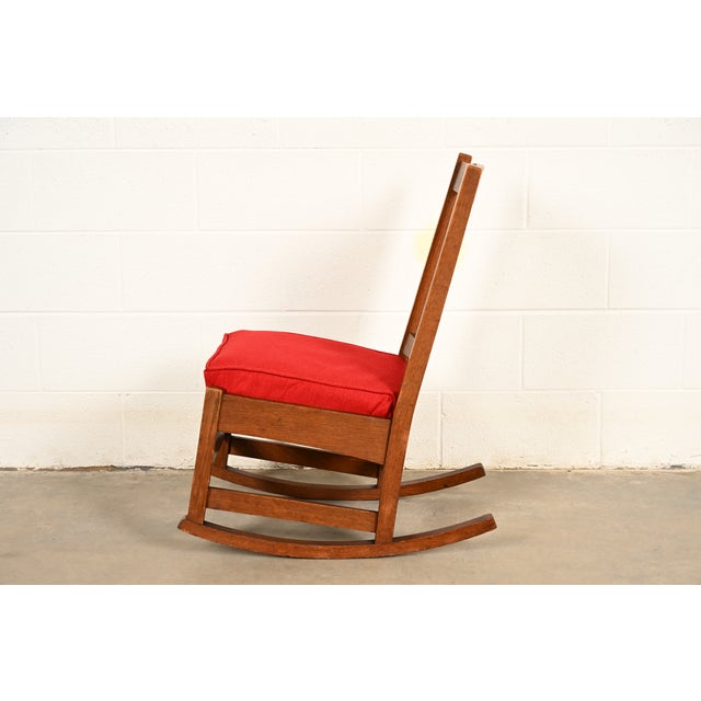 L. & J. G. Stickley Antique Mission Oak Arts & Crafts Rocking Chair, Circa 1910 For Sale - Image 11 of 14