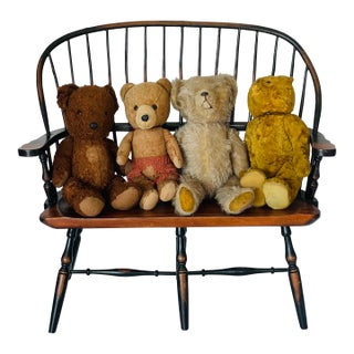 Cute Antique Teddy Bears Collection With Bench For Sale