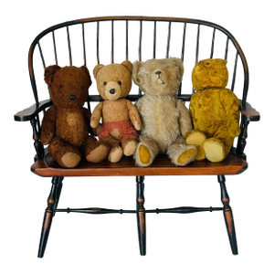 Cute Antique Teddy Bears Collection With Bench