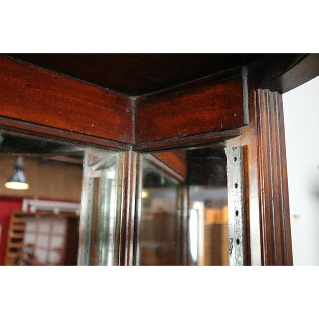 Set of special mahogany display cases with curved glass. 4 adjustable shelves per display case. Rear wall and part side...