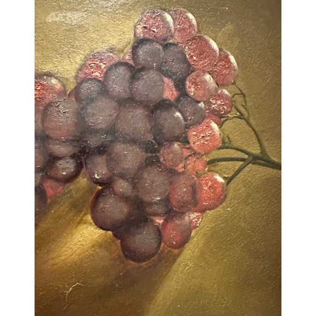 Vintage Still Life of Grapes, Oil Painting on Board, Newly Framed For Sale In West Palm - Image 6 of 9