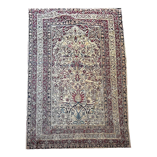 A 19th Century 7'x 11' Decorative Persian Lavar Kerman Rug For Sale