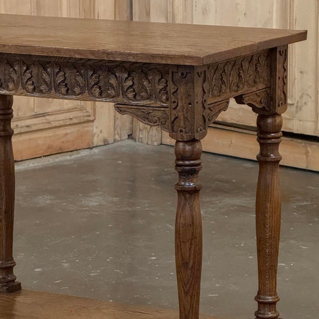 19th Century Rustic Hand Carved Oak Renaissance Revival Side Table For Sale - Image 9 of 18
