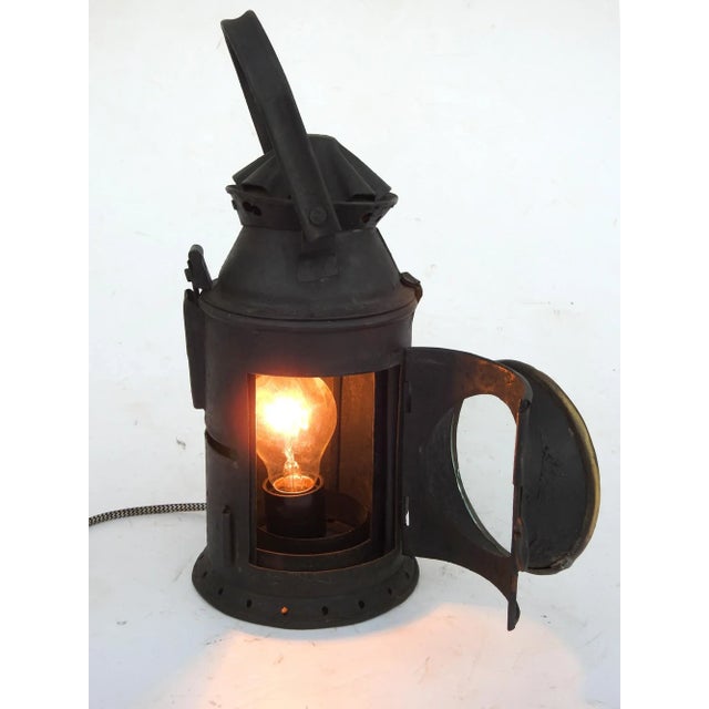 Vintage Railroad Lantern Indian Railway Lamp Style Antique Electric Plug in Lamp Red and Green Signal For Sale - Image 6 of 8