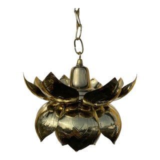 1970s Brass Lotus Pendant For Sale