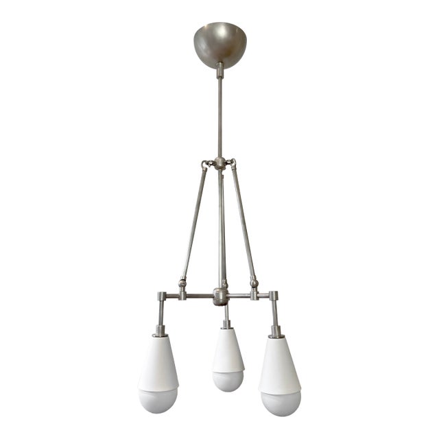 Apparatus Studio Triad 3 Pendant in "Tarnished Silver" and Porcelain For Sale