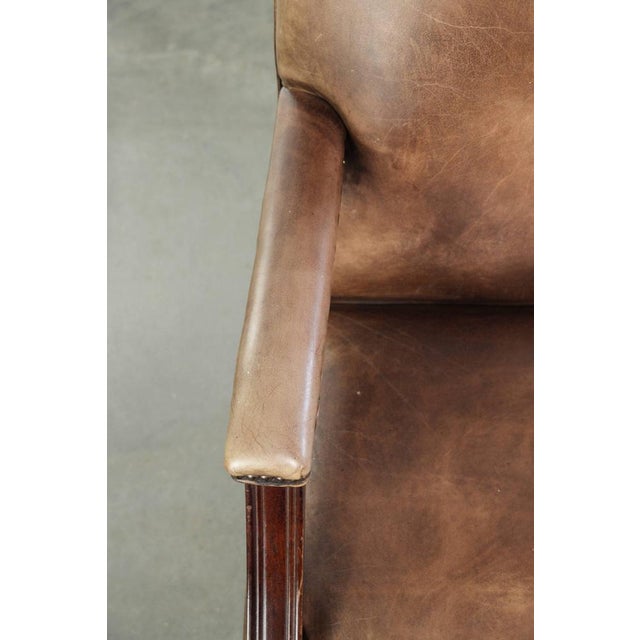 Wood English-Style Gainsborough Desk Chair in Cowhide Leather For Sale - Image 7 of 13