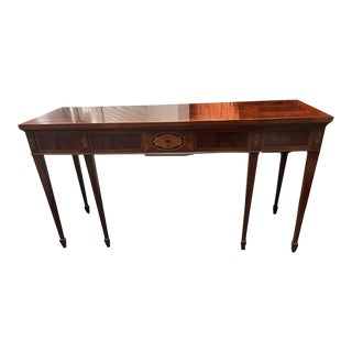 1960s Vintage Flame Mahogany Inlaid Wood Hepplewhite Server Sideboard For Sale