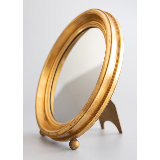 Wood Vintage Italian Giltwood Vanity Dressing Table Easel Mirror For Sale - Image 7 of 10