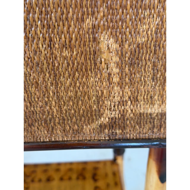 Late 19th Century Restored Scorched Bamboo Sewing Stand With Woven Rattan Top For Sale - Image 9 of 11