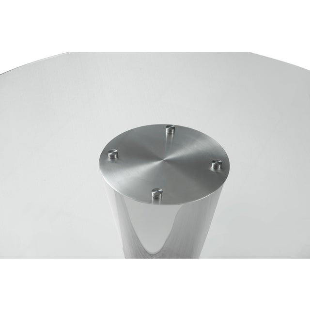 2010s Modern Greg Sheres Style Stainless Steel Round Dining Table For Sale - Image 5 of 6