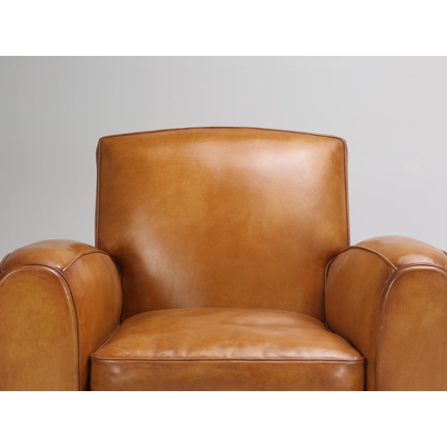 Animal Skin Pair of Art Deco French Leather Club Chairs For Sale - Image 7 of 12