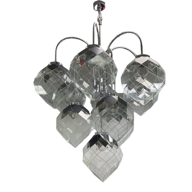Morrison Modern Faceted Ten Globe Chandelier For Sale