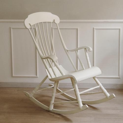 Vintage Windsor-Style White Rocking Chair For Sale - Image 14 of 15