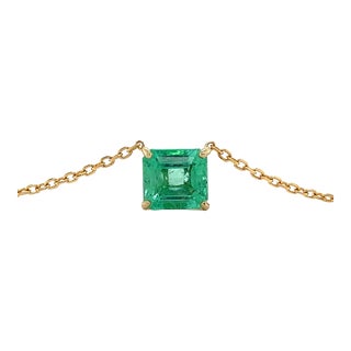 4.38 Carat Colombian Emerald in 18K Gold Floating Connecting Necklace For Sale