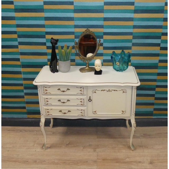 Chippendale White Gold Three Drawers Chest of Drawers, 1960s For Sale - Image 3 of 12