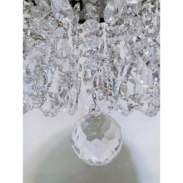 Mid 20th Century Hollywoord Regency Ridged Chrome Rim With French Pendalogue Crystals For Sale In New York - Image 6 of 12