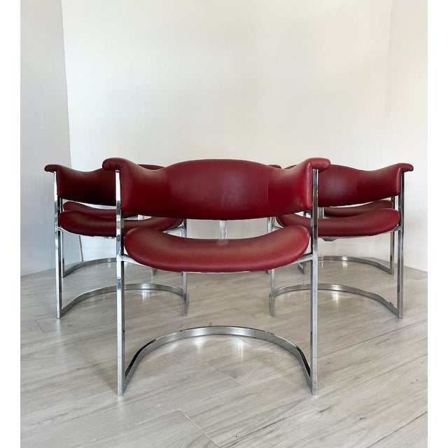 Unique set of 6 vintage armchairs/chairs designed by Vittorio Introini for Mario Sabot in the 1970s. They feature a...