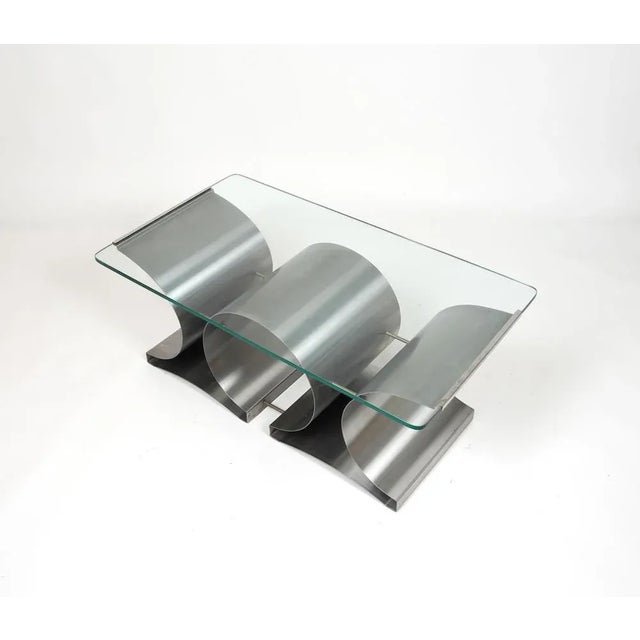 Coffee Table in Steel and Glass attributed to Francois Monnet for Kappa, France, 1970s For Sale - Image 10 of 12