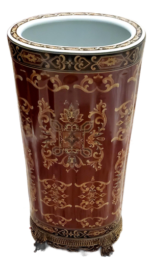 Wong Lee Crackle Porcelain Oval Ormolu Umbrella Stand From Neiman Marcus