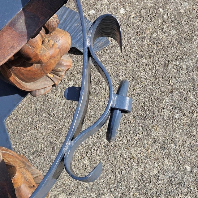 Forged Iron Lounge Table with Marble Top by Jean Maurice Rothschild, 1950s For Sale - Image 10 of 18