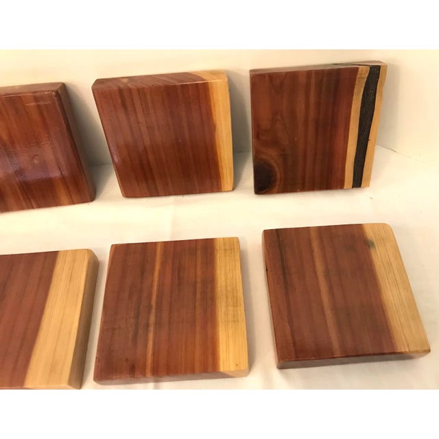 Vintage Wooden Cedar Coasters - Set of 8 For Sale - Image 4 of 6