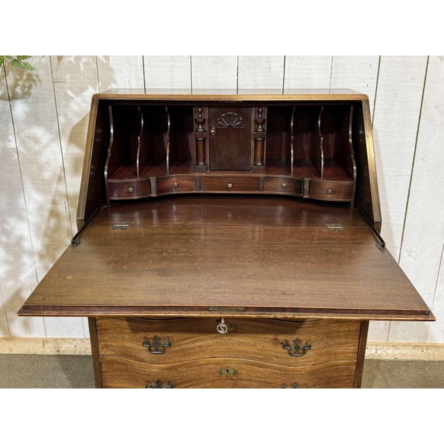 English Mahogany Secretary Desk, 1930s For Sale - Image 4 of 18