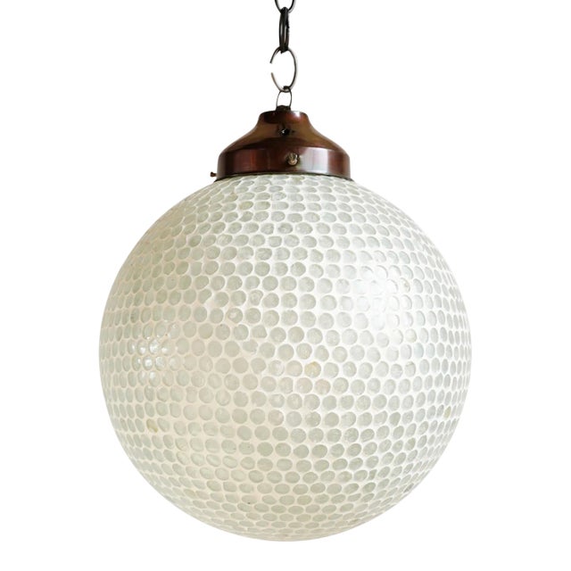 White Mosaic Globe Pendant Light Small For Sale