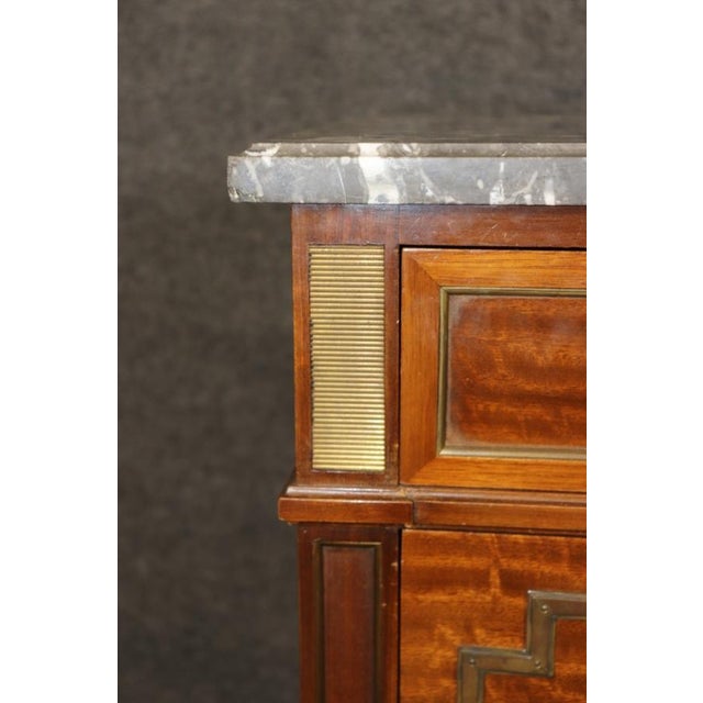 Brown Signed Maison Jansen Bronze Mounted Marble Top Directoire Commode Dresser For Sale - Image 8 of 13