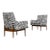 1950s Jens Risom Walnut Zebra Lounge Chairs - A Pair For Sale