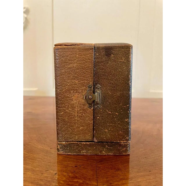 19th Century Miniature Brass 8-Day Carriage Clock with Travelling Case, Set of 2 For Sale - Image 9 of 10