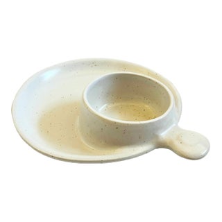 Vintage Speckled Ceramic Chip and Dip Serving Tray by Robert Weiss of Ca, 1960s For Sale