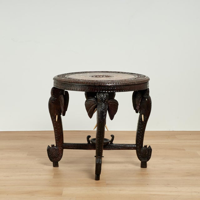 Antique Anglo Indian Inlaid and Carved Table or Stand For Sale In West Palm - Image 6 of 17