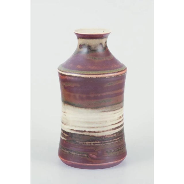 John Andersson for Höganäs, Sweden. Unique vase of stoneware. Glaze in brownish tones. Circa 1970s. Marked. Perfect...