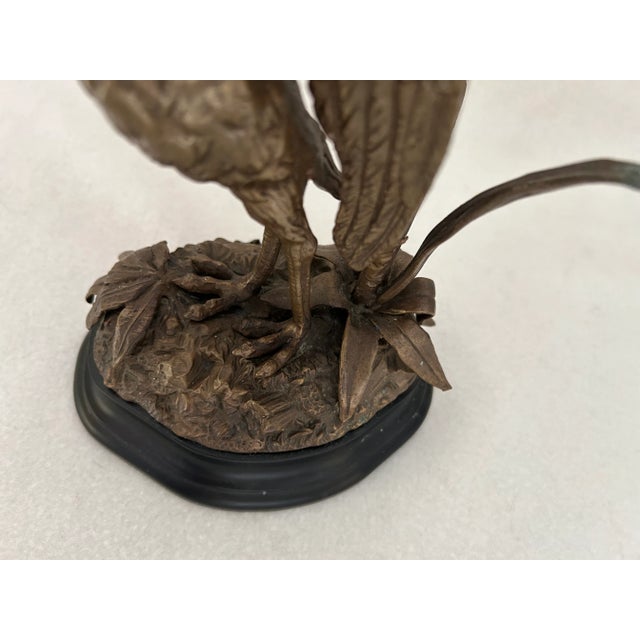 Bronze Late 20th Century Detailed Bronze Crane With Foliage Candlabra For Sale - Image 8 of 9
