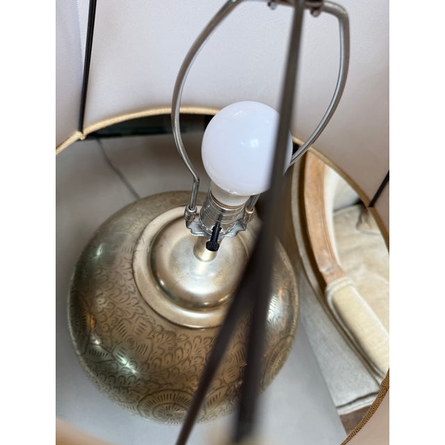 Pottery Barn Etched Nickel Table Lamp For Sale - Image 10 of 12