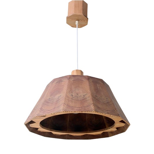 Scandinavian Sculptural Pine Wood Pendant Light, Sweden, 1980 For Sale
