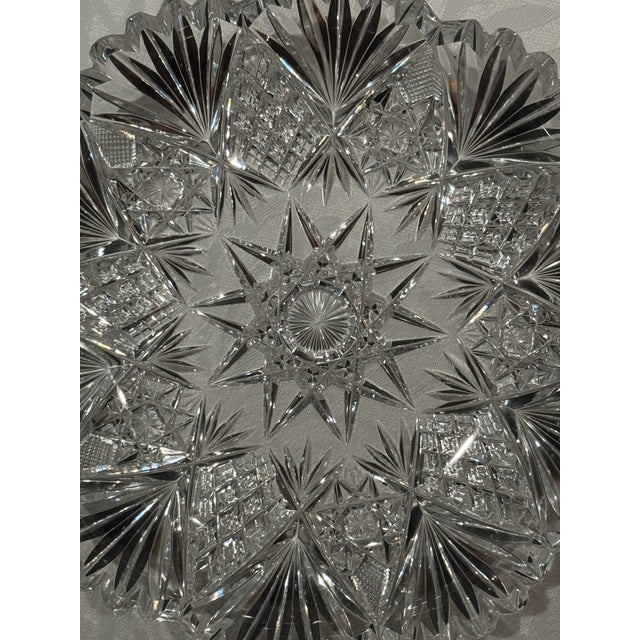 Set of Three American Brilliant Period Cut Crystal Plates For Sale - Image 10 of 17