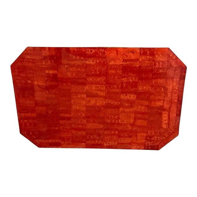Asian Set/8 Tessellated Coral Maitland Smith Placemats For Sale - Image 3 of 10
