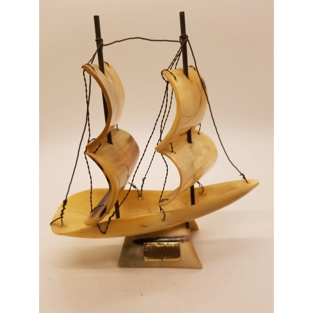 Mid-Century Modern Vintage Schooner Nautical Horns Sailing Ship, Made in Italy For Sale - Image 3 of 3