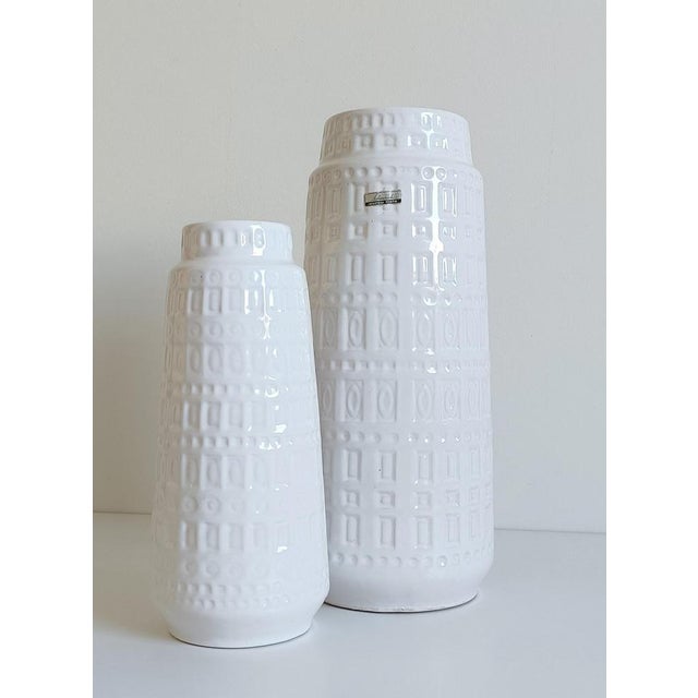Mid-Century Modern West German White Glazed Ceramic Vases by Scheurich, 1950s, Set of 2 For Sale - Image 14 of 17