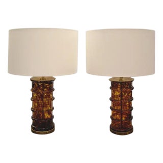 Art Glass Table Lamps by Paul Hanson, 1960s, Set of 2 For Sale