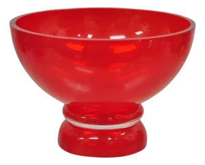 Vintage Marquis Waterford Red Tango Footed Mid Century Modern Glass Bowl