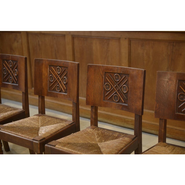 Oak Chairs by Charles Dudouyt, 1950s, Set of 6 For Sale - Image 10 of 13