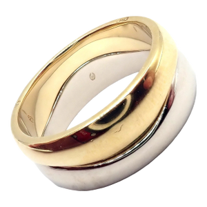 Late 20th Century Cartier Yellow & White Gold Two Stacking Puzzle Band Ring Size 5.25