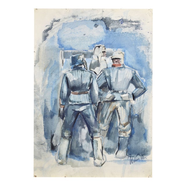 Albert Goltjakov, Icebreakers, 1966, Watercolor For Sale